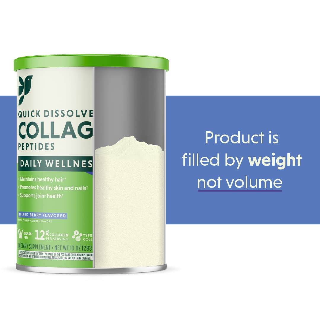 Mixed Berry Flavored Collagen Peptides Powder Supplement for Skin, Hair, Nails, and Joints - Great Lakes Wellness - Quick Dissolve Hydrolyzed Formula - Non-GMO, Gluten-Free, Halal - 10 oz Canister - BoostGo Australia