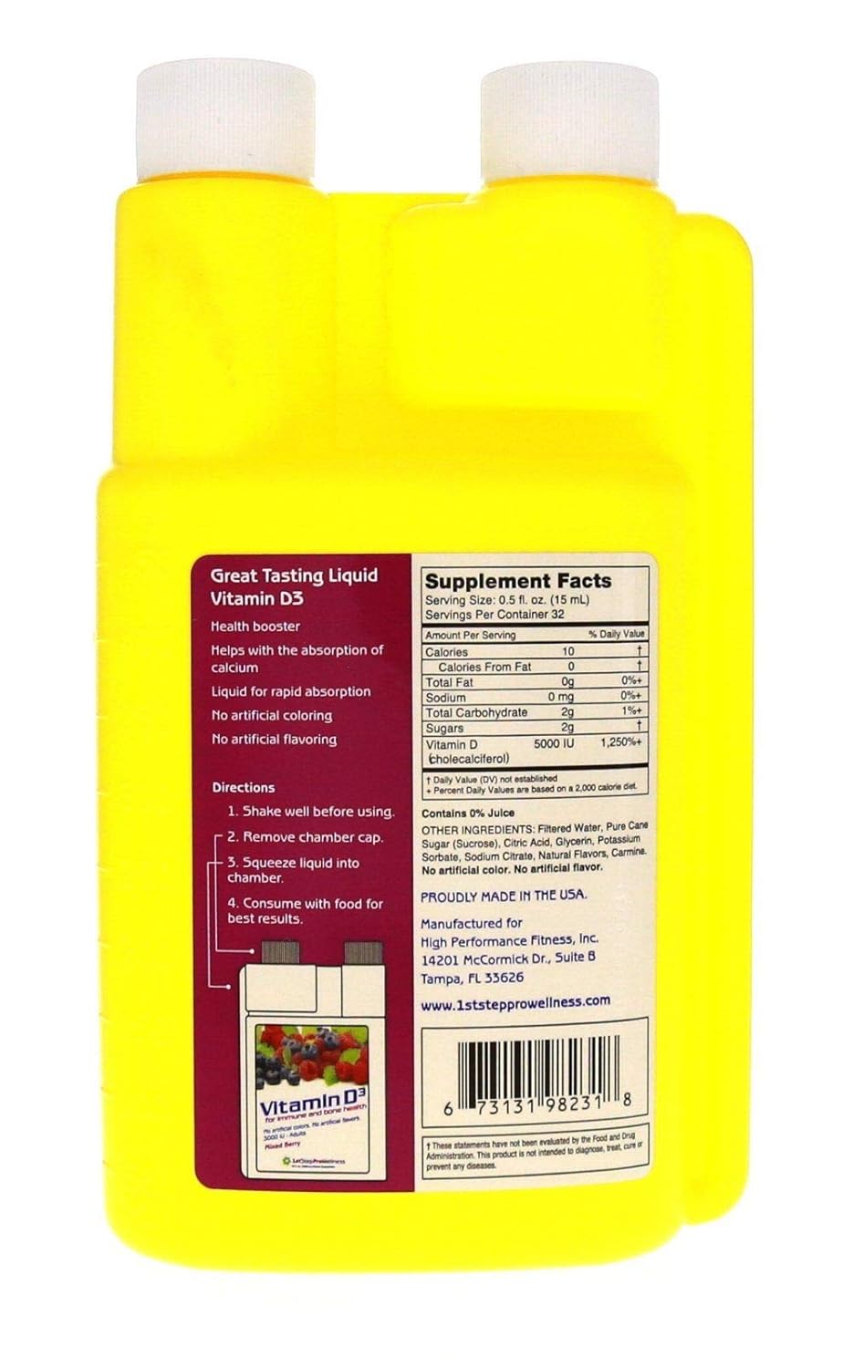 Mixed Berry Liquid Vitamin D3 Energy Supplement - 1st Step Formula