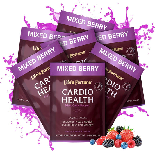 Mixed Berry Nitric Oxide Booster Drink Supplement - 5000mg L Arginine & 1000mg L Citrulline Complex Powder - Cardio Health Support Trail Pack (7 Servings)