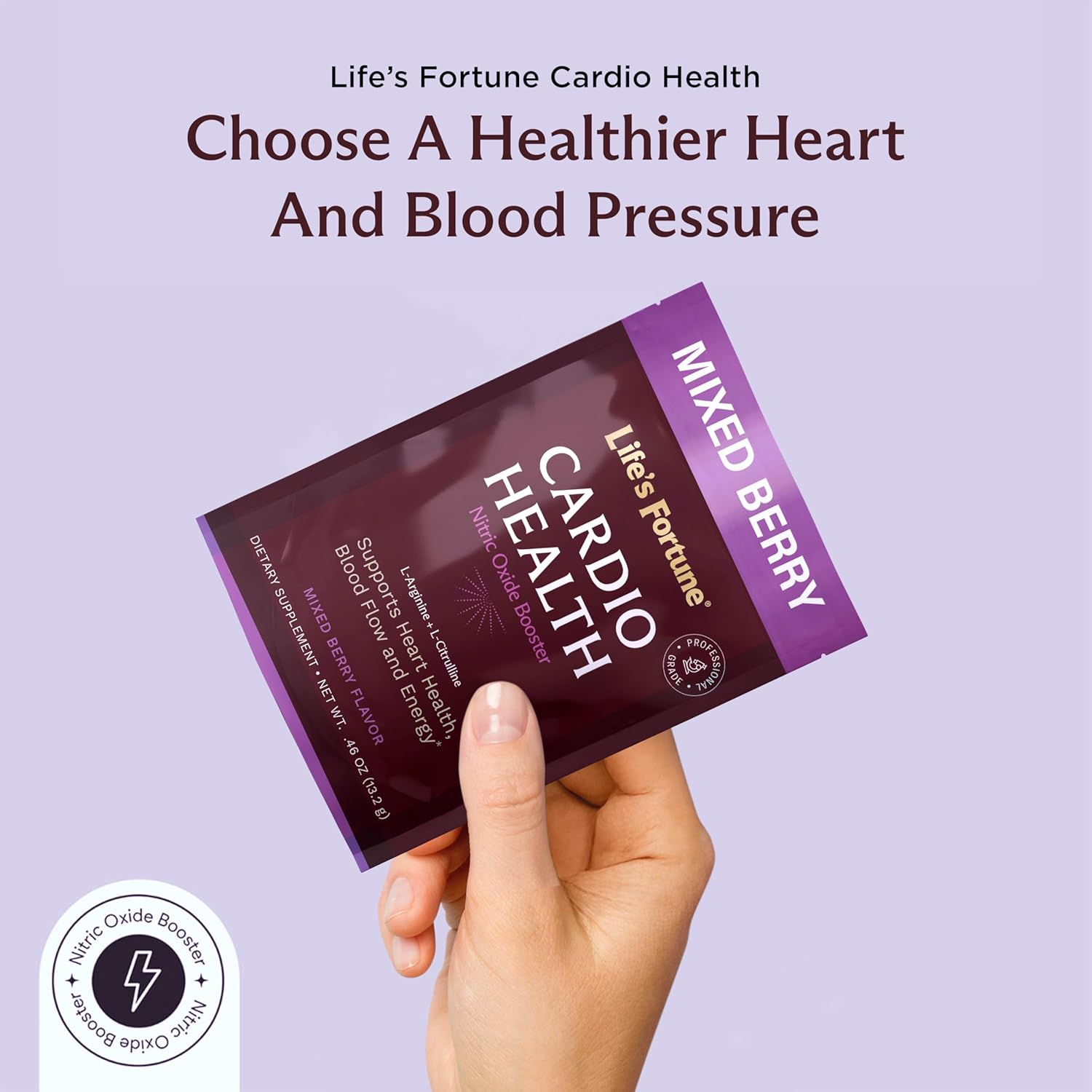 Mixed Berry Nitric Oxide Booster Drink Supplement - 5000mg L Arginine & 1000mg L Citrulline Complex Powder - Cardio Health Support Trail Pack (7 Servings)