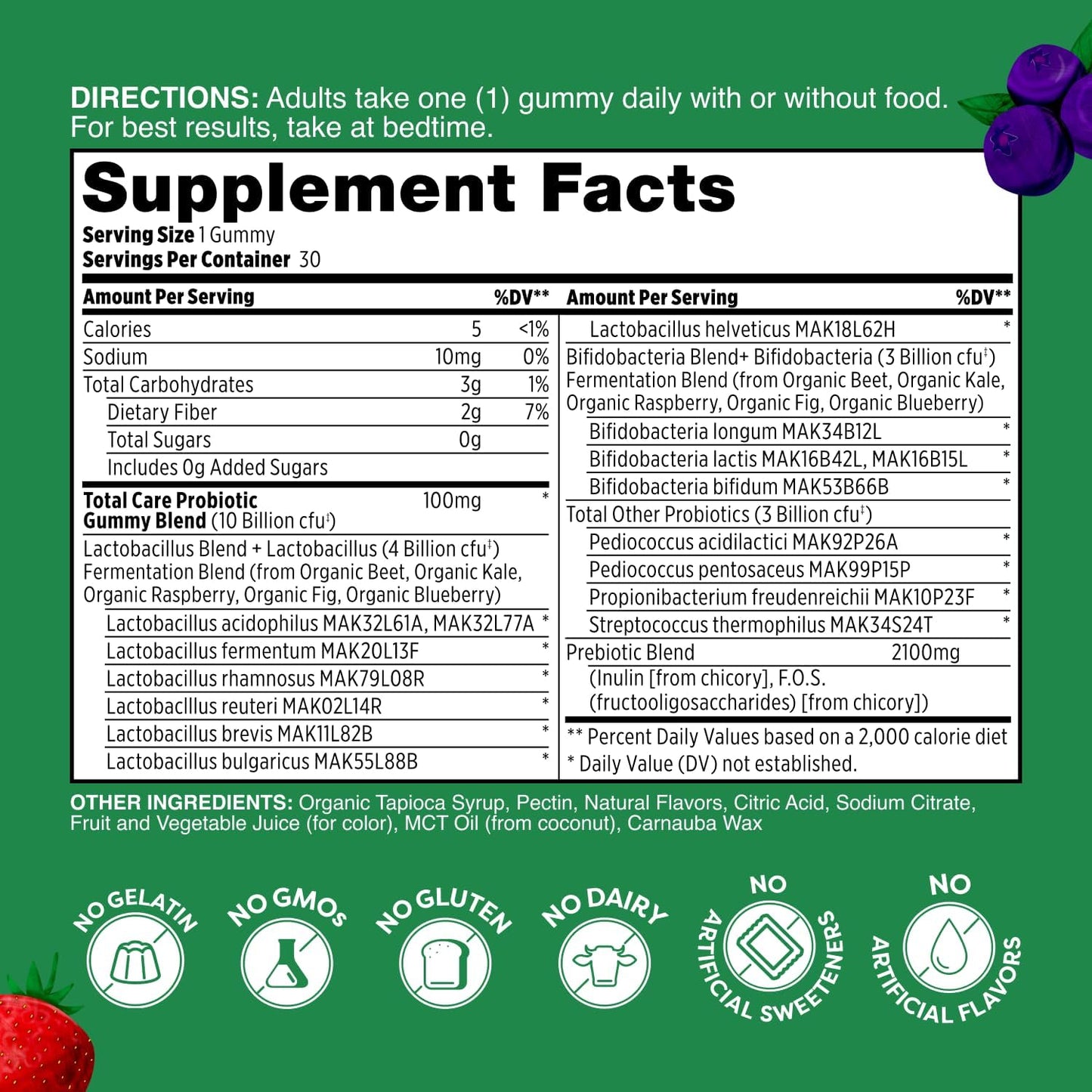 Mixed Berry Probiotic Gummies with Prebiotic & Postbiotic - 30ct