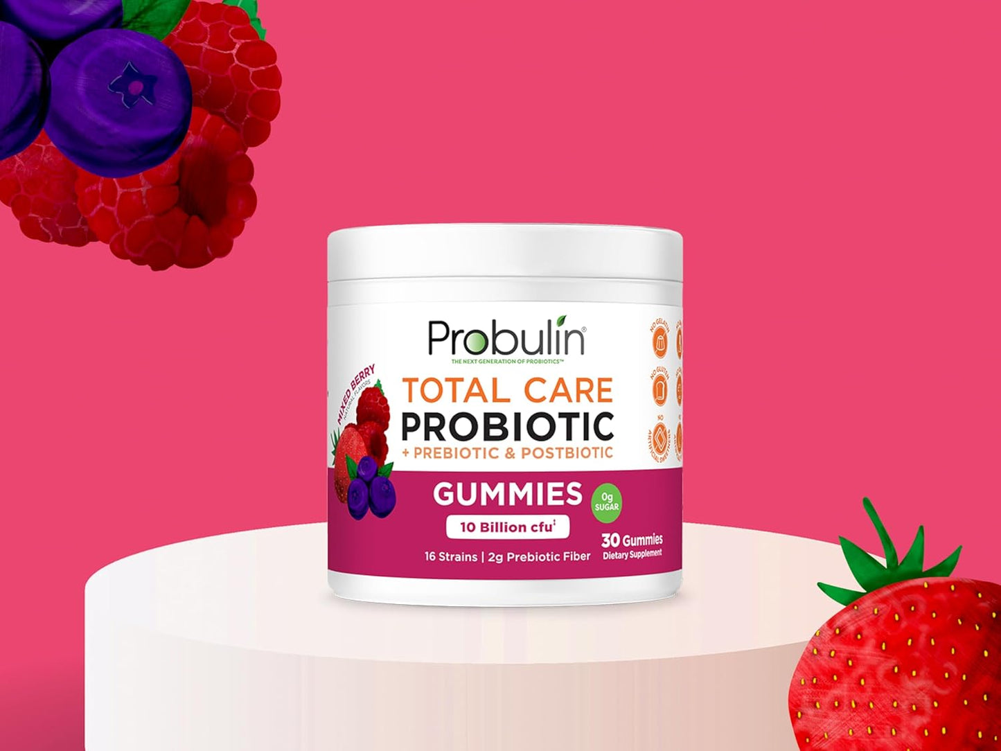 Mixed Berry Probiotic Gummies with Prebiotic & Postbiotic - 30ct