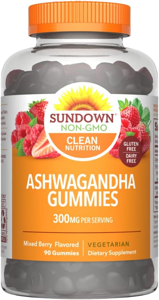 Mixed Berry Sundown Ashwagandha Gummies with 300mg KSM-66 Ashwagandha Extract - 90 Gummies