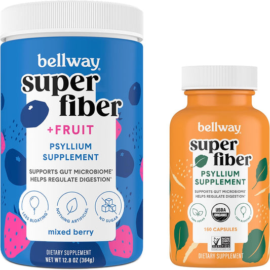 Mixed Berry Super Fiber Powder and Capsules for Digestive Healthboost