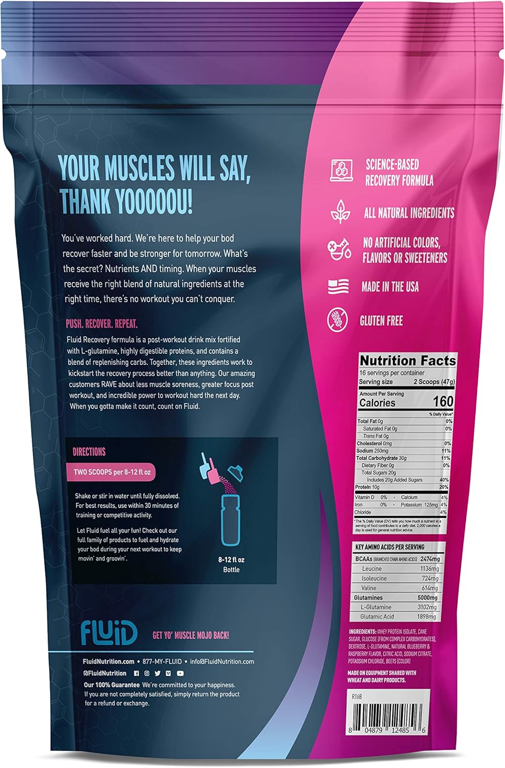 Mixed Berry Whey Isolate Protein Drink Mix for Post-Workout Recovery - Gluten-Free and Lactose-Free with L-Glutamine and All Natural Ingredients