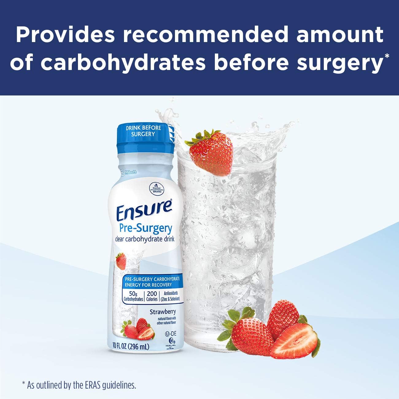 Mixed Fruit Ensure Clear Nutrition Liquid Drink - Pack of 12 (10 Fl Oz) & Strawberry Ensure Pre-Surgery Clear Carbohydrate Drink - Pack of 4 (10 Fl Oz)