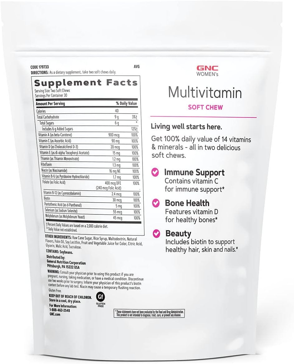 Mixed Fruit GNC Women's Multivitamin Soft Chew - Essential Nutrients for Women's Health and Wellness