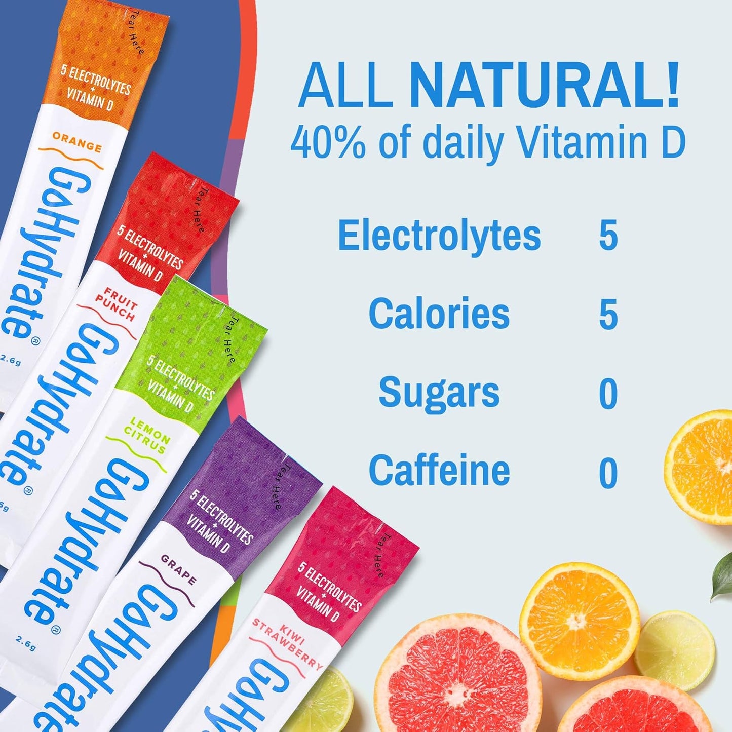 Mixed30 and Grape GoHydrate Electrolyte Hydration Drink Mix with Vitamin D - Non GMO Powder Pack