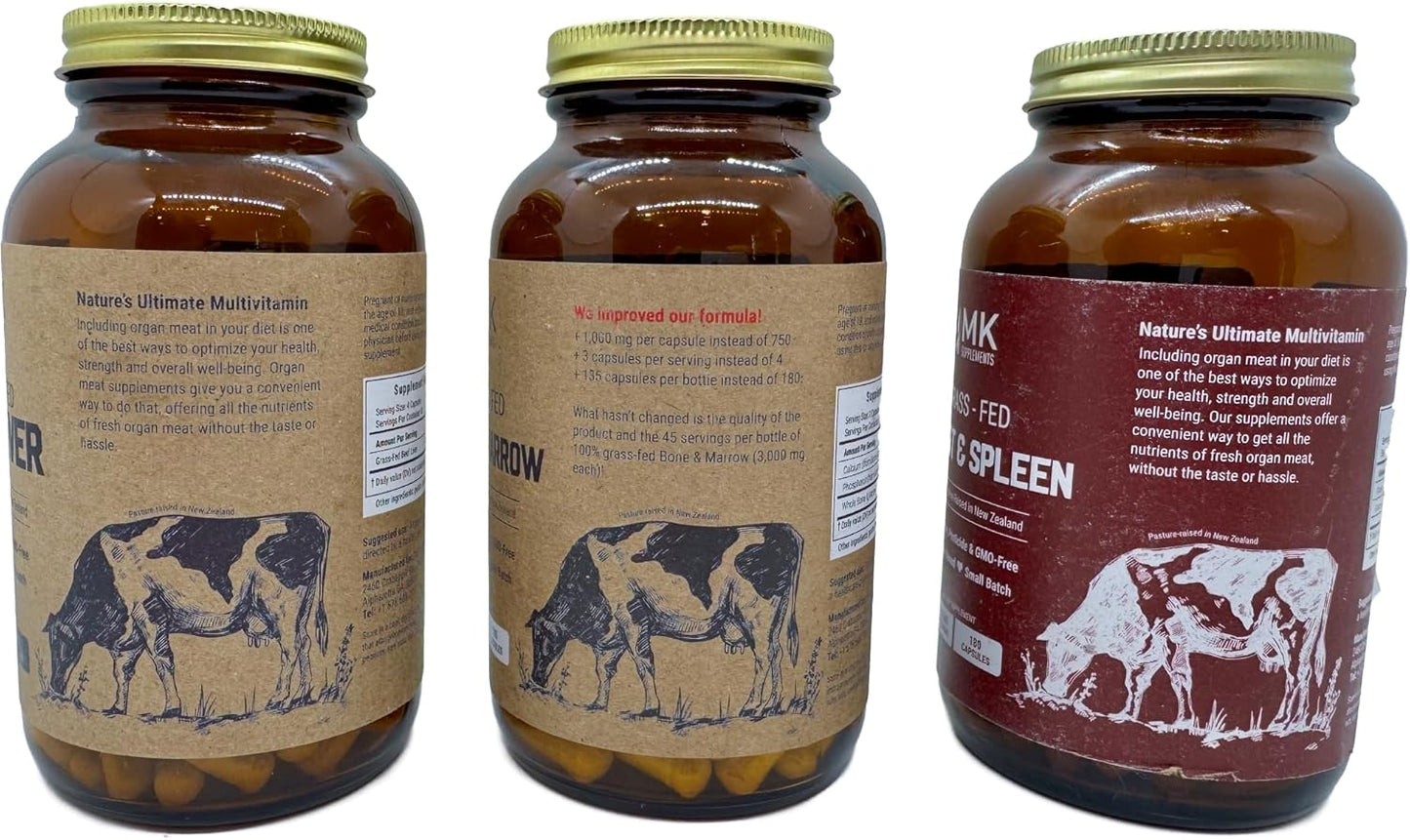 MK Supplements Warrior Stack with Beef Liver, Bone & Marrow, and Heart & Spleen - Ultimate Superfood Supplements for Strength and Endurance