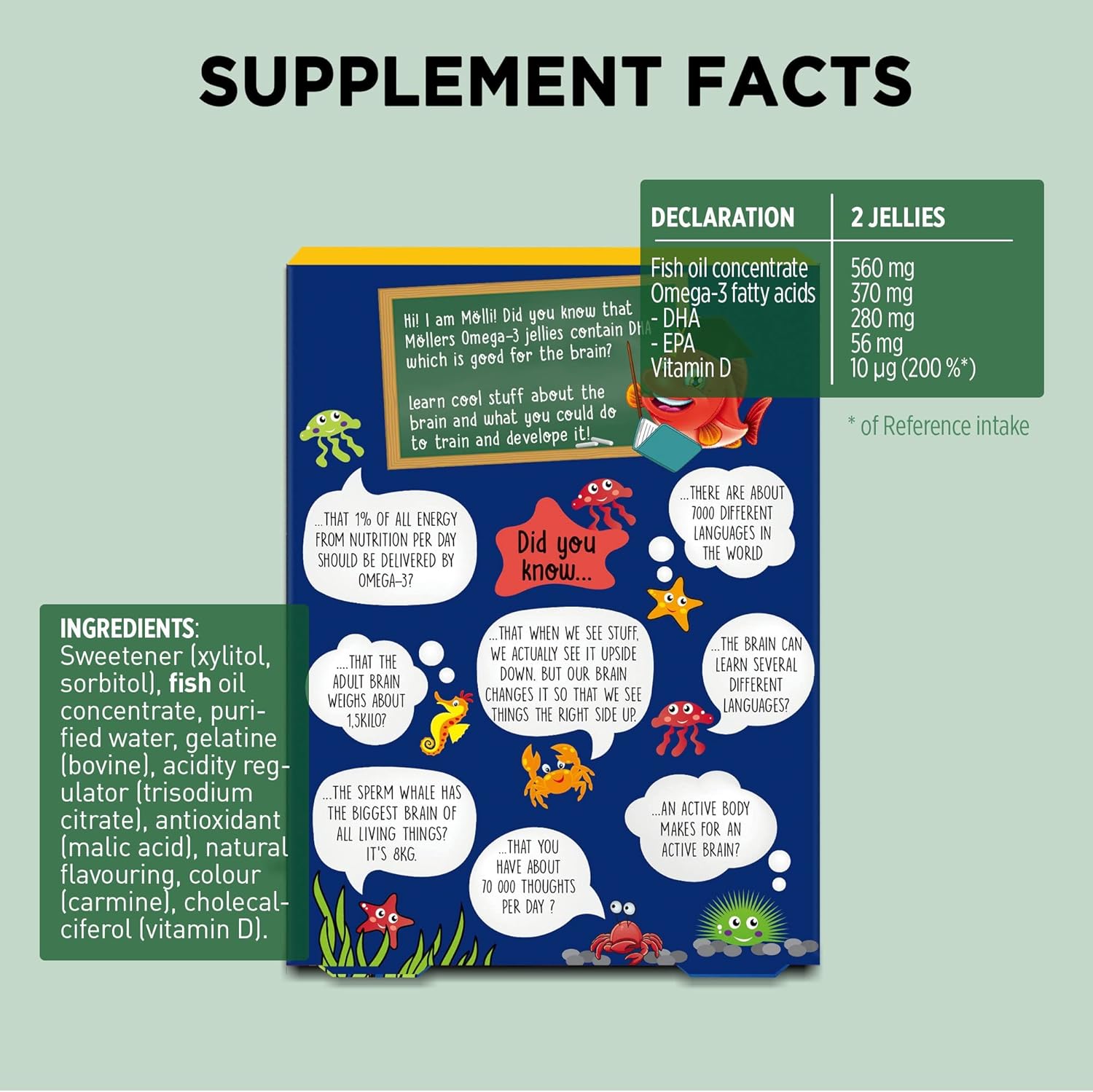 MÖLLER'S Omega 3 Fish Oil Capsules for Kids with DHA and EPA, Strawberry Flavor, 36ct - Gluten-Free and Easy to Chew