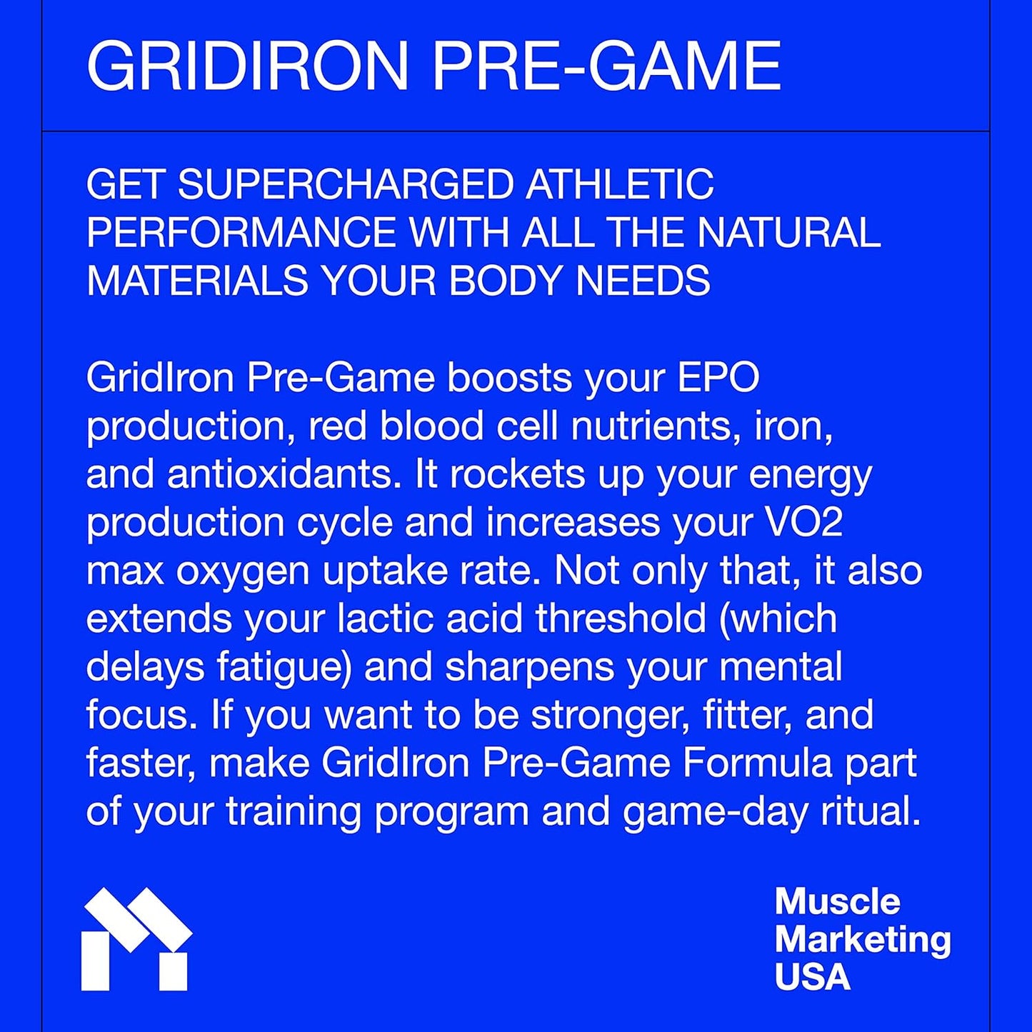 MMUSA Gridiron Pre-Game Diet Supplement Powder - Strawberry Flavor, 800g (2 Pack)