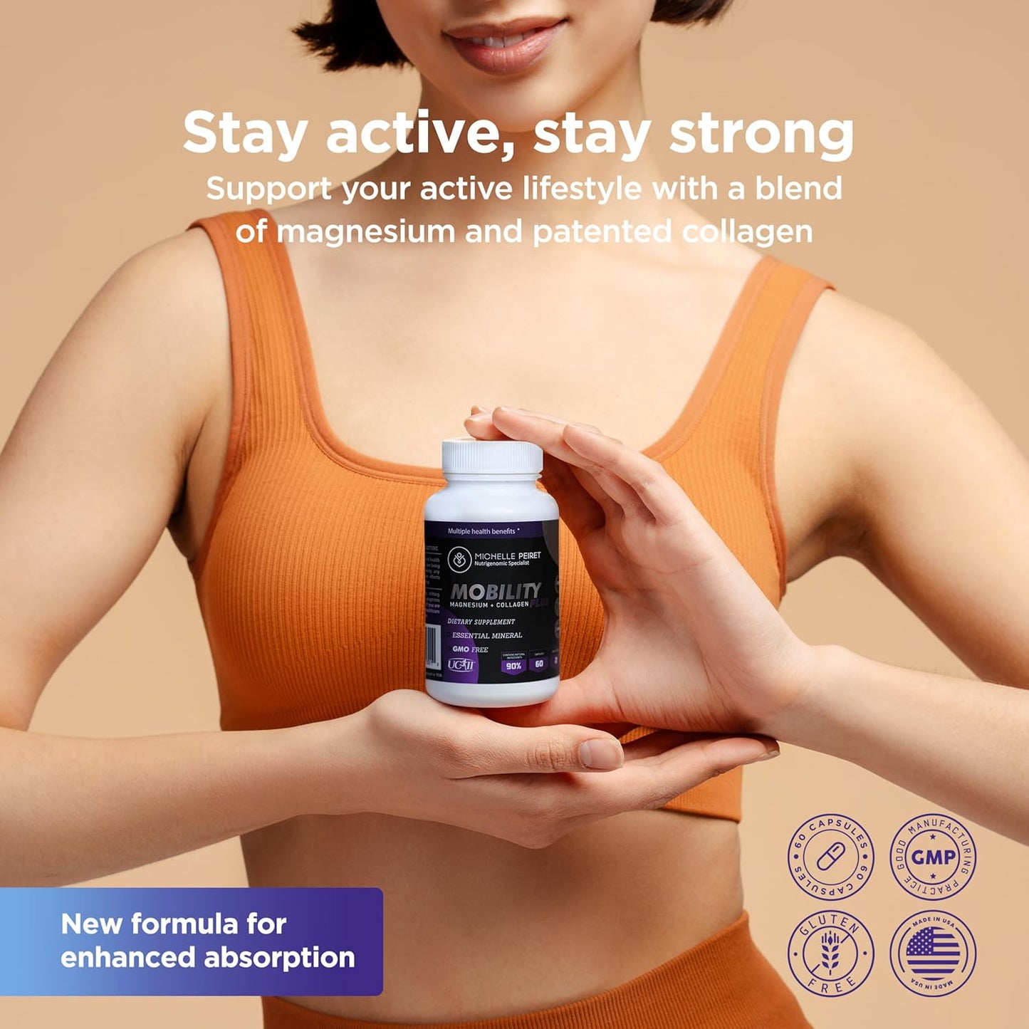 Mobility Magnesium + Collagen Capsules with Hyaluronic Acid & Vitamin C for Bone & Muscle Support
