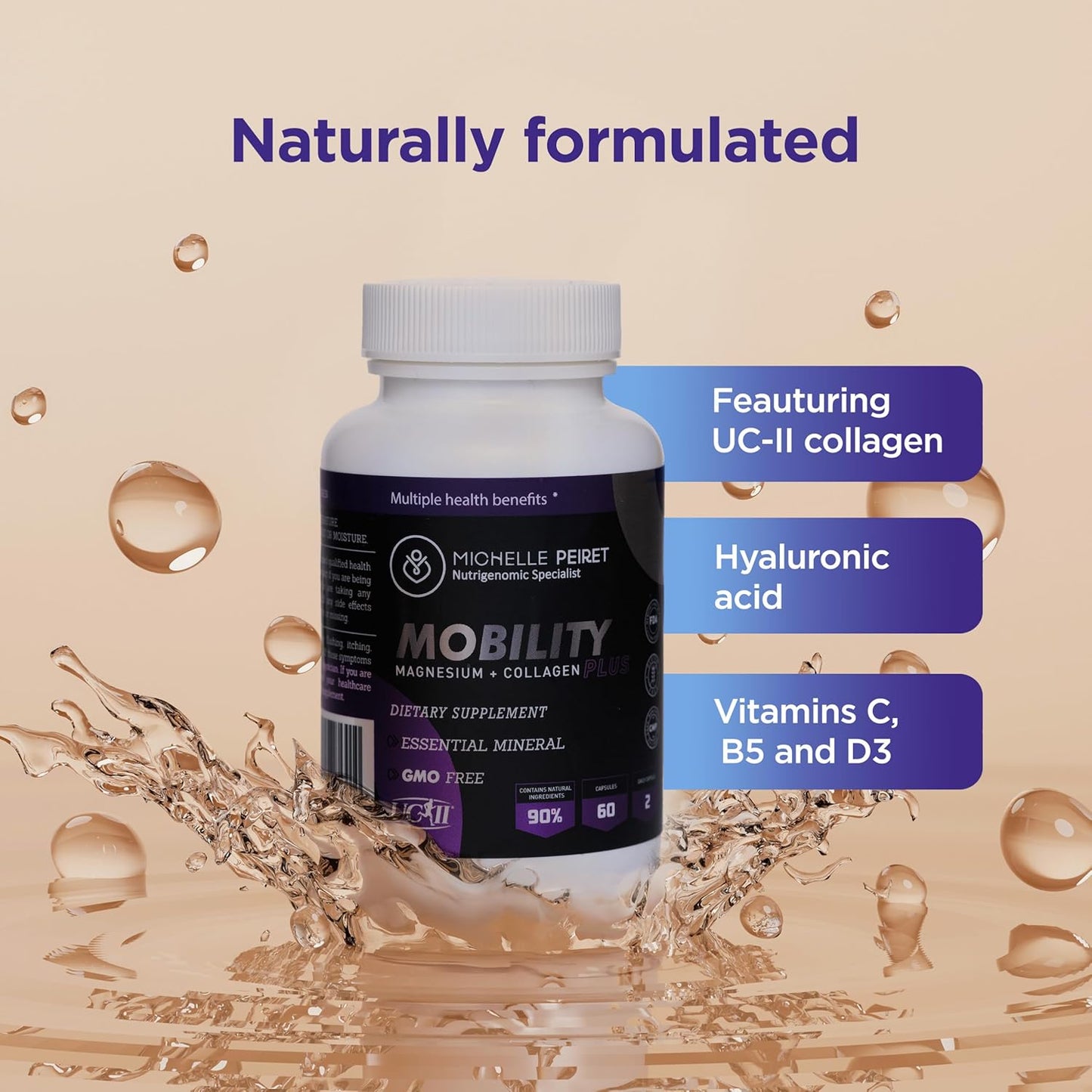 Mobility Magnesium + Collagen Capsules with Hyaluronic Acid & Vitamin C for Bone & Muscle Support