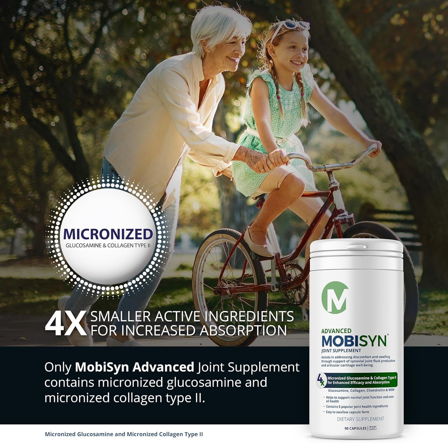 Mobisyn Quadruple Strength Joint Care Kit: Glucosamine, Chondroitin, MSM, Collagen Type II, Vitamin C for Sore Joints
