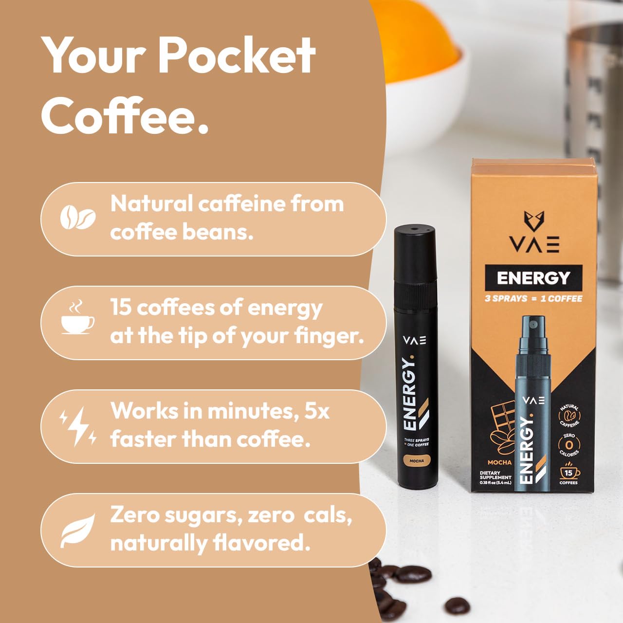 Mocha VAE Energy Spray for Quick Boost and Focus