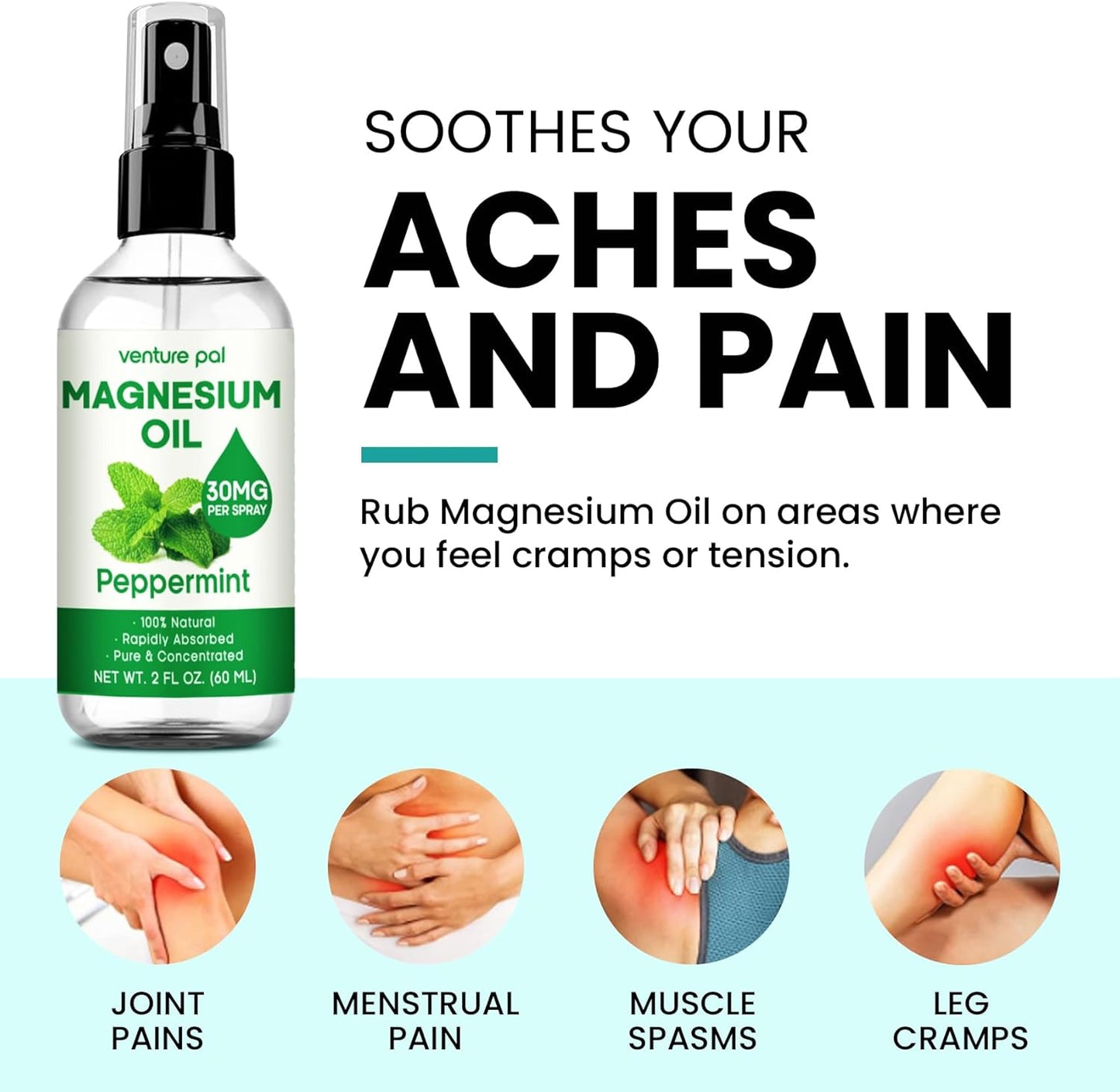 Moisturizing Magnesium Lotion & Topical Magnesium Oil Spray Set by Venture Pal - 3 Packs
