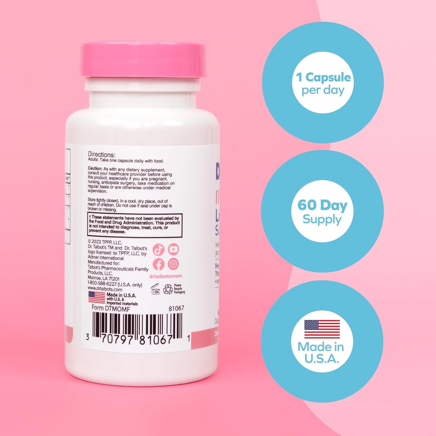 Mom Probiotic Lactation Support Supplement with Fenugreek, Blessed Thistle, Milk Thistle - 60 Capsules