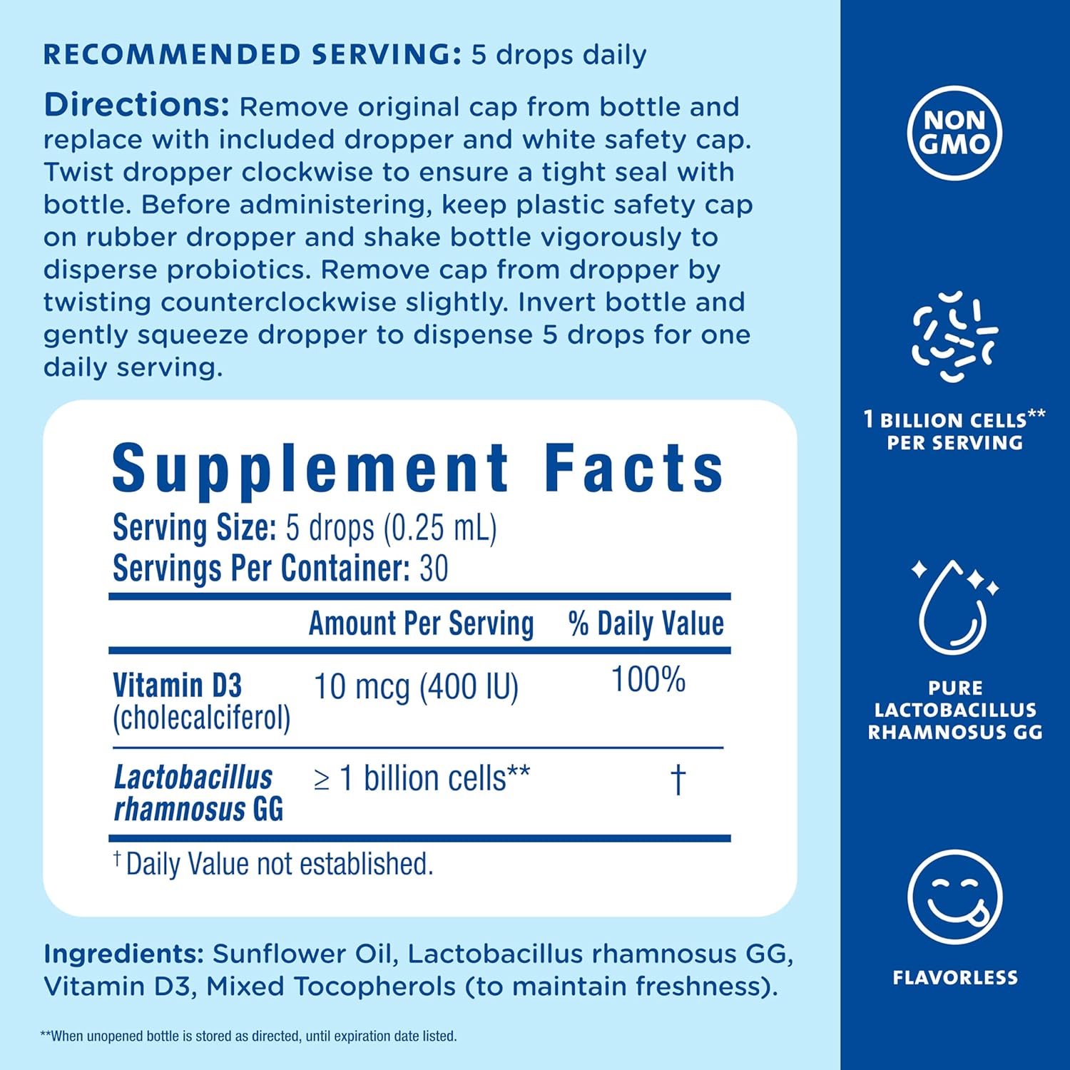 Mommy's Bliss Baby Probiotic Drops with Vitamin D - Supports Digestive Health & Immunity - 400IU Vitamin D for Healthy Bone Development - Flavorless - 0.34 Fl Oz