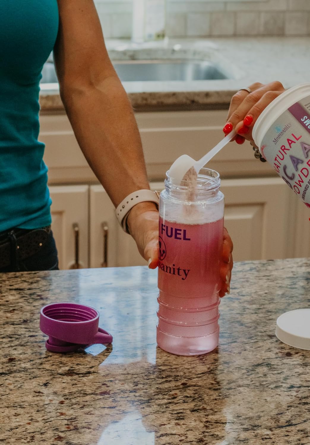 Momsanity BCAA Powder Preworkout for Women - Sweetened with Stevia, Erythritol & Monk Fruit + Recipe Guide | 40 Servings