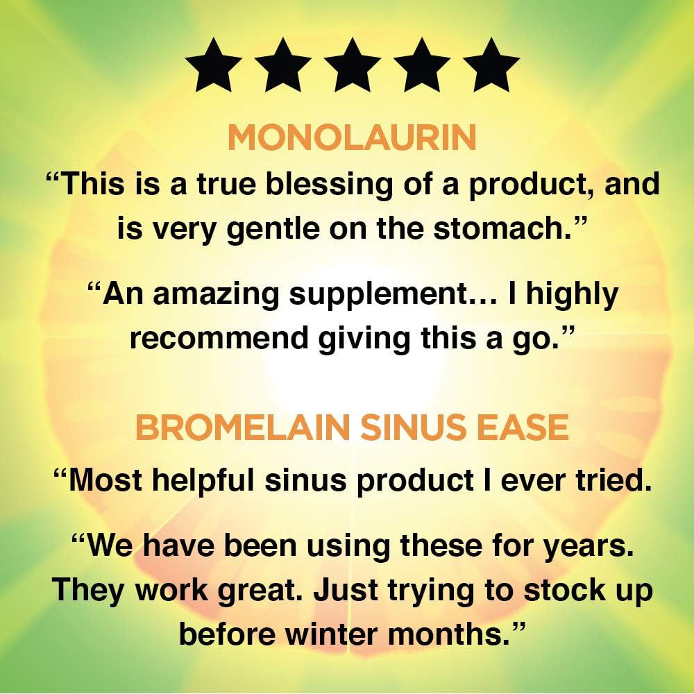 Monolaurin & Bromelain Sinus Ease Bundle for Healthy Immune & Respiratory Support - 90ct & 100ct