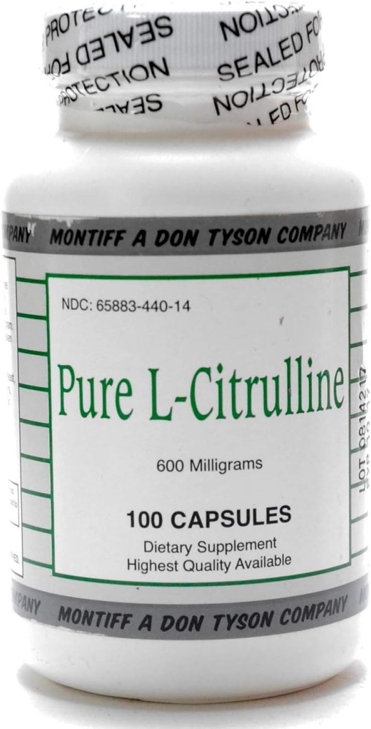 Montiff Pure L-Citrulline Capsules - 600mg, 100 Count - Supports Health and Beauty