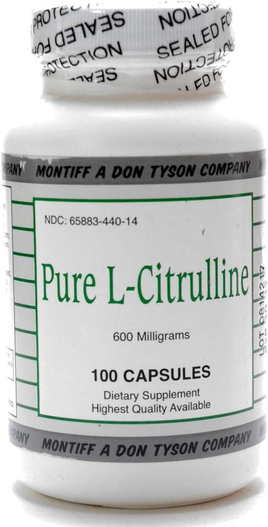 Montiff Pure L-Citrulline Capsules - 600mg, 100 Count - Supports Health and Beauty