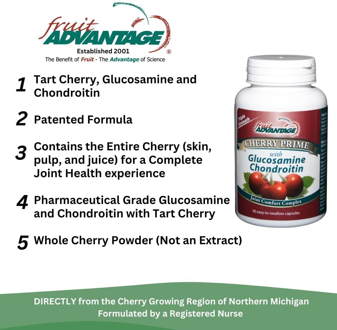 Montmorency Tart Cherry Extract with Glucosamine & Chondroitin - 90 Capsules for Joint Support