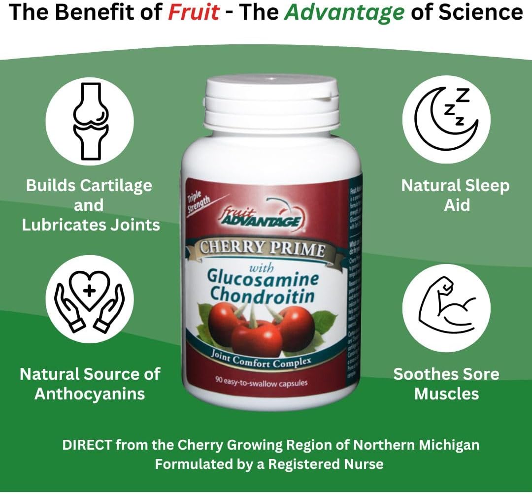 Montmorency Tart Cherry Extract with Glucosamine & Chondroitin - 90 Capsules for Joint Support