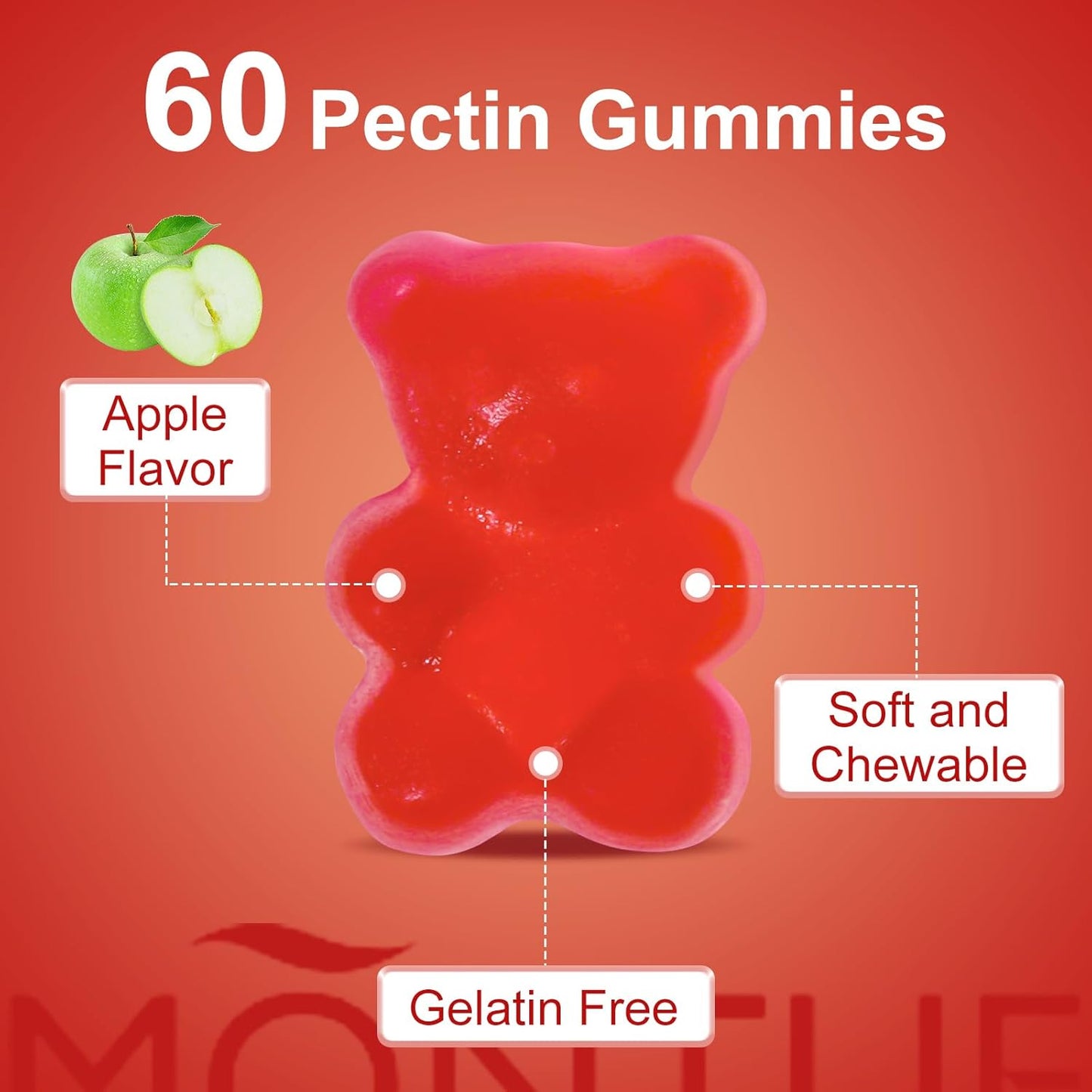 Montue Apple Cider Vinegar Gummies with B12 Multivitamin - Vegetarian ACV Supplement for Energy & Gut Health - 60 Gummies