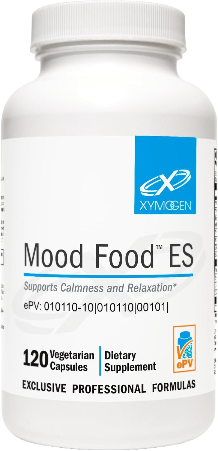 Mood Food ES Supplement - Promotes Relaxation, Healthy Mood, and Calmness with Active Folate, B Vitamins, 5-HTP, GABA, Minerals, and Suntheanine L-Theanine (120 Capsules)