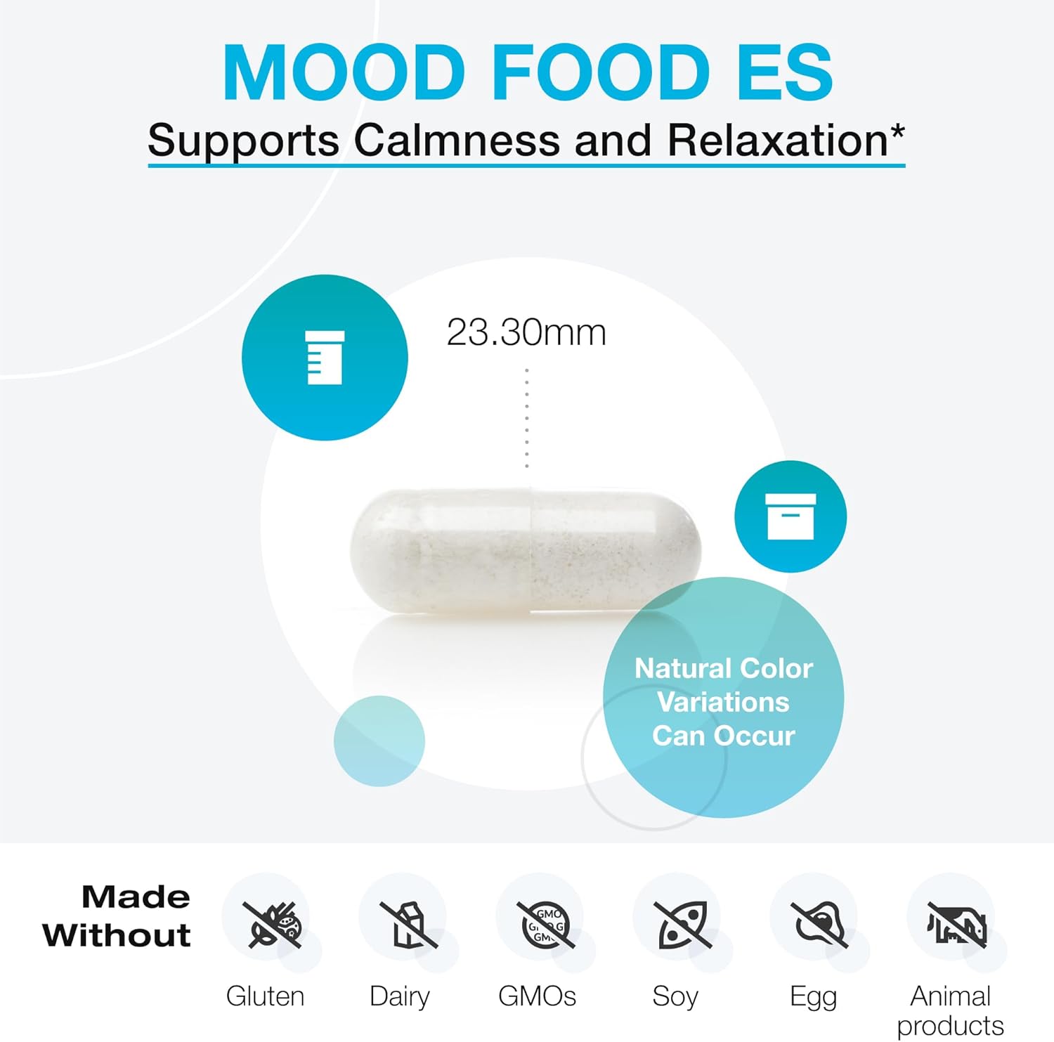 Mood Food ES Supplement - Promotes Relaxation, Healthy Mood, and Calmness with Active Folate, B Vitamins, 5-HTP, GABA, Minerals, and Suntheanine L-Theanine (120 Capsules)