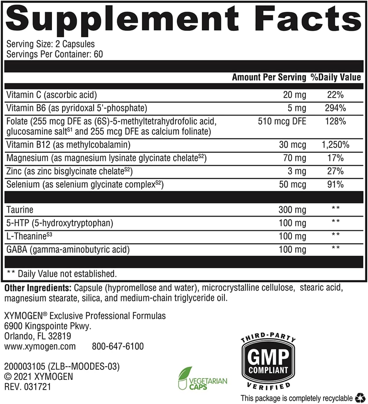 Mood Food ES Supplement - Promotes Relaxation, Healthy Mood, and Calmness with Active Folate, B Vitamins, 5-HTP, GABA, Minerals, and Suntheanine L-Theanine (120 Capsules)