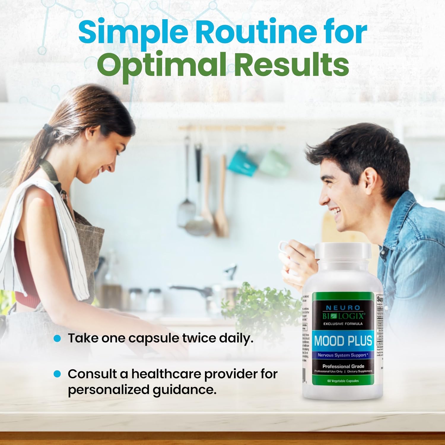 Mood Plus Complete Supplement - Stress Relief, Brain Support, Serotonin Regulation - 5 HTP, Niacin, GABA, Ashwagandha - 60 Caps