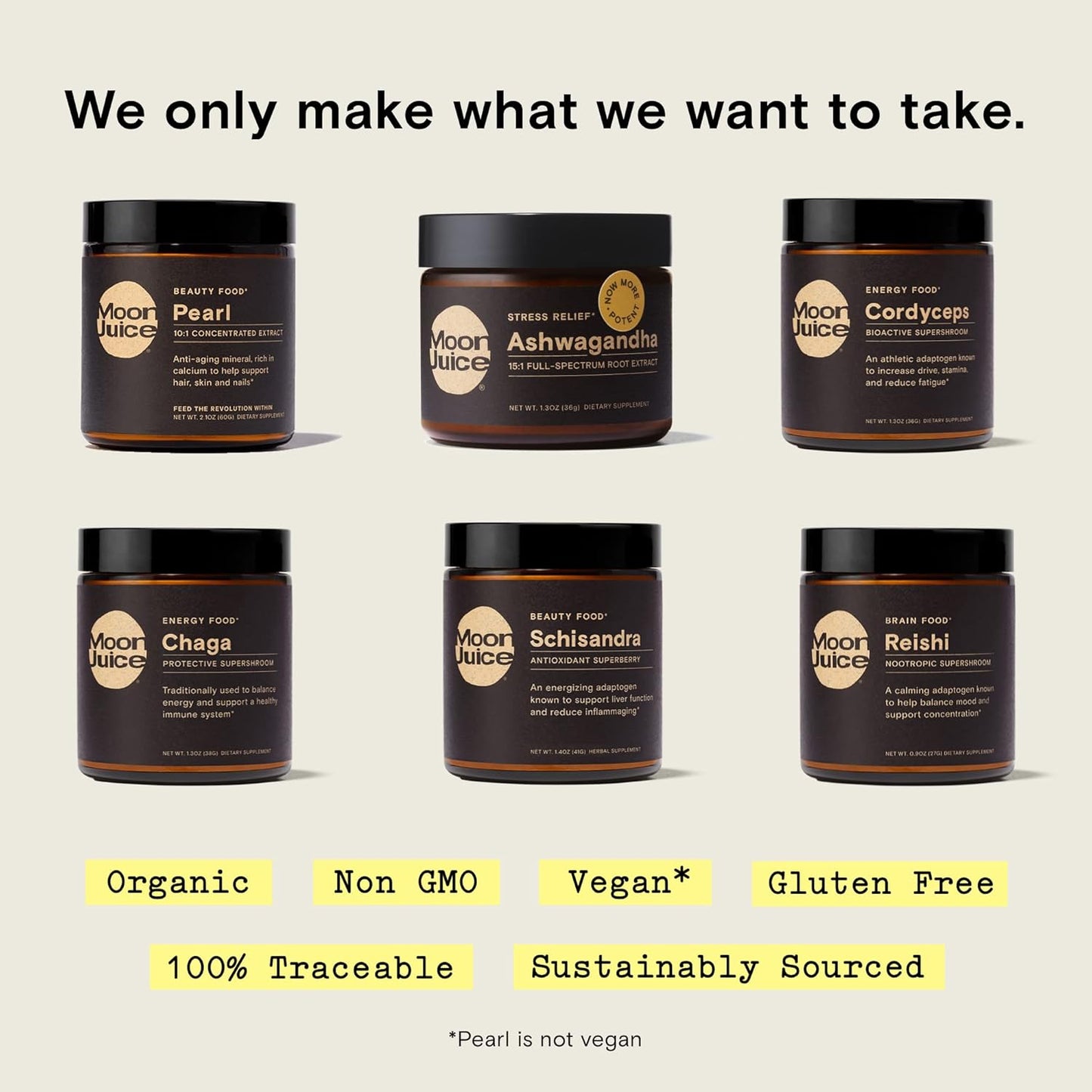 Moon Juice Reishi Mushroom Powder Extract - 700mg 1,3 & 1,6 Beta-Glucans - Supports Mood, Concentration & Immune Health - Vegan, Non-GMO - 1.3oz