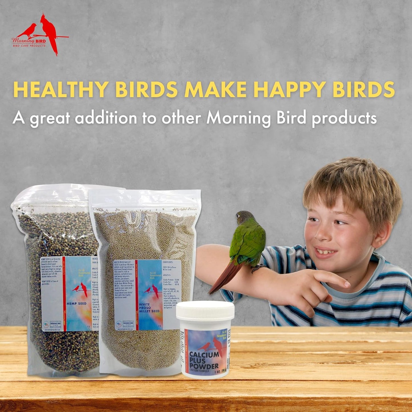Morning Bird Calcium Plus Powder for Breeding and Non-Breeding Birds - Promotes Health and Wellness - 1 oz