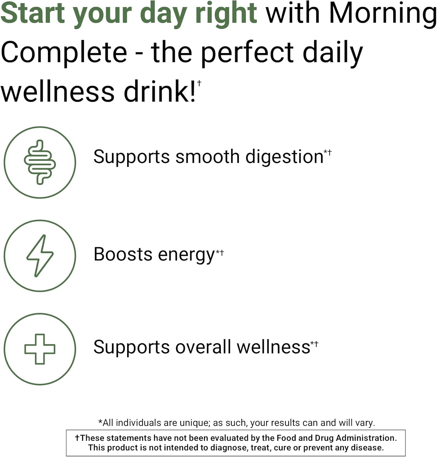 Morning Complete Prebiotics, Probiotics, Green Superfoods with Apple Cinnamon Flavor - Includes Essential Skin Food Collagen and Elastin Support - 30 Servings