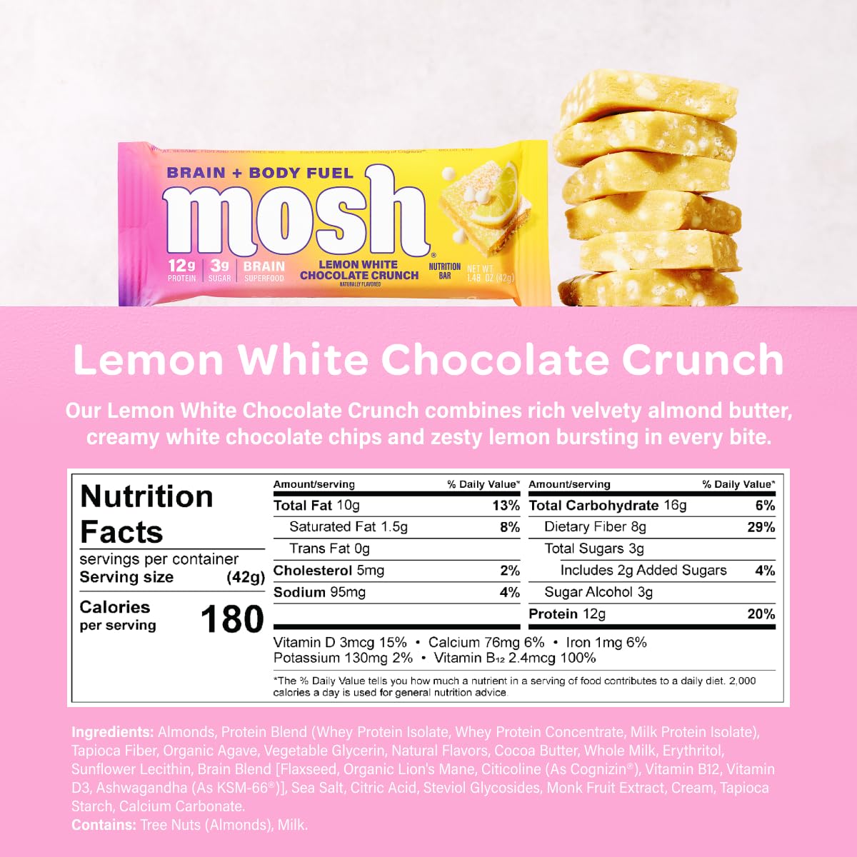 MOSH Variety Pack Keto Protein Bars 6-Count: High Fiber, Low Carb, Gluten Free, High Protein Snack with Brain-Boosting Ashwagandha & Lion's Mane - BoostGo Australia