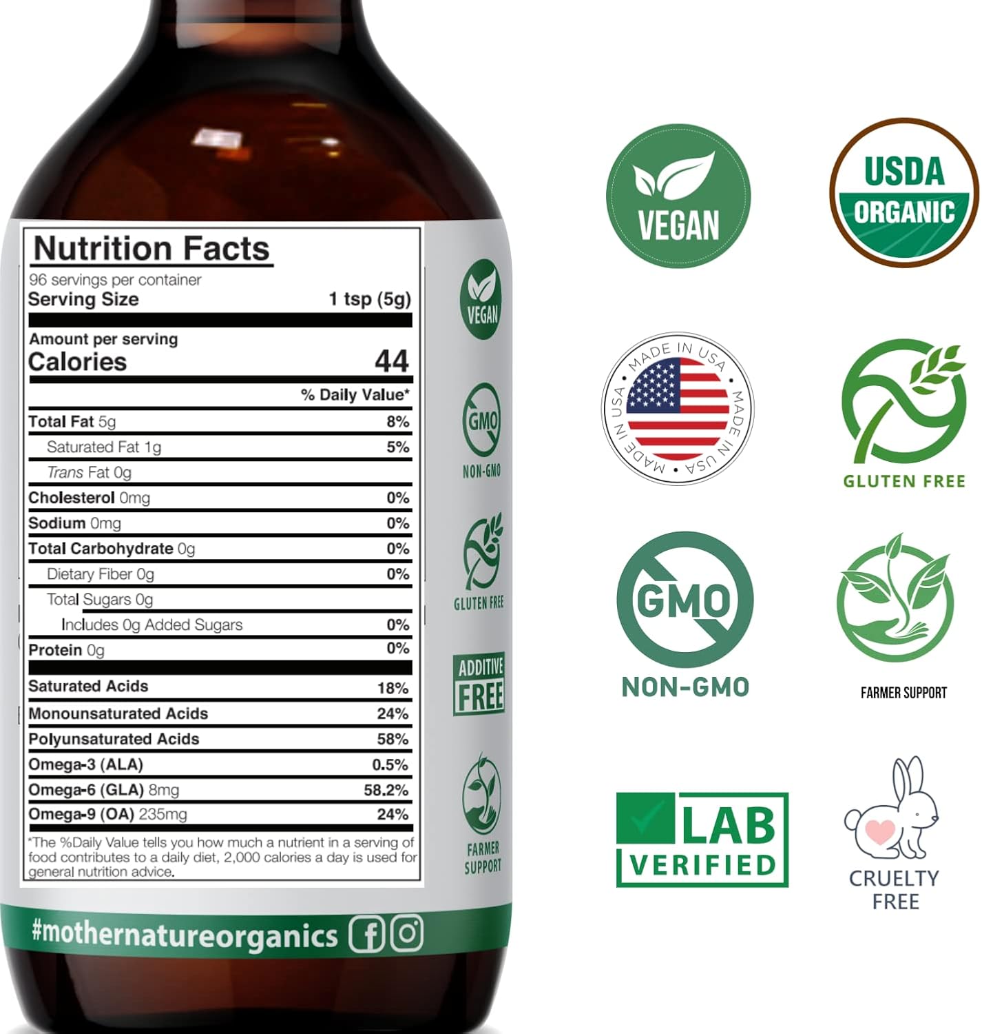 Mother Nature Organics Black Seed Oil - Cold Pressed, 100% Pure Turkish Cumin Seed Oil for Digestion, Joints, Hair & Skin - 16oz Glass Bottle