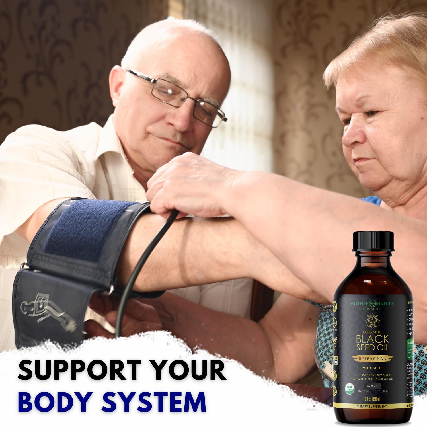 Mother Nature Organics Black Seed Oil: Cold-Pressed, 100% Pure Turkish Cumin Seed Oil for Digestion, Joints, Hair & Skin - 8oz Glass Bottle - BoostGo Australia