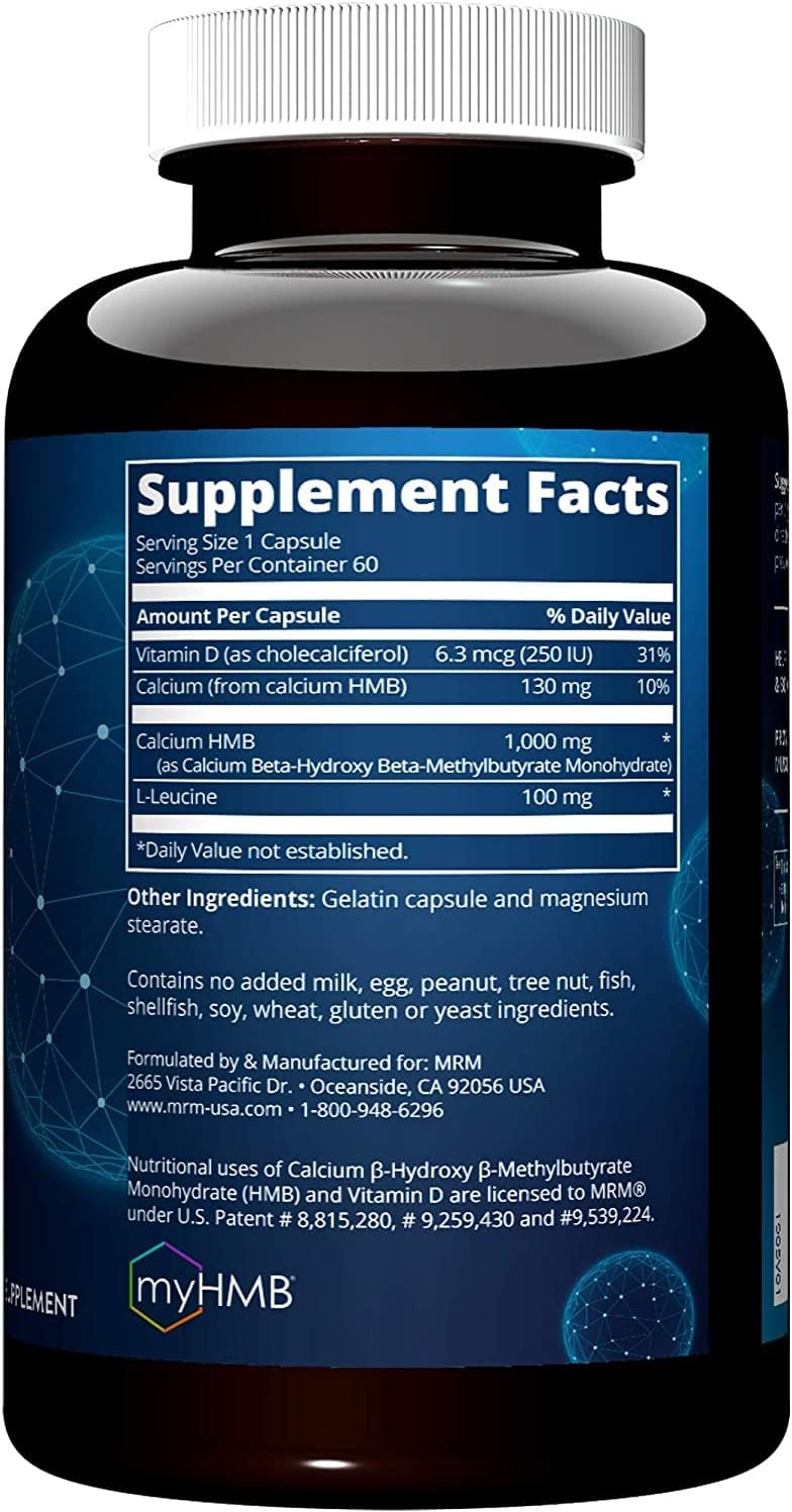 MRM HMB 1000mg Capsules for Muscle Maintenance - 60 Count