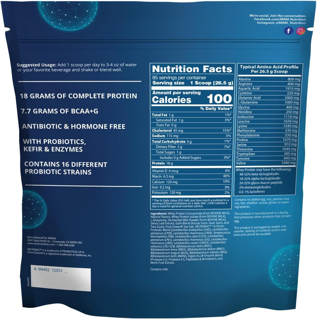 MRM Natural Whey Protein Powder - Premium 5 lbs Container