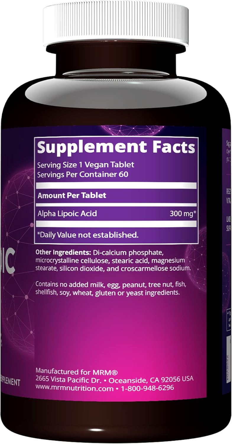 MRM Nutrition Alpha Lipoic Acid Capsules - 300mg ALA for Cell Protection, Liver Health, and Antioxidant Support - 60 Servings - BoostGo Australia