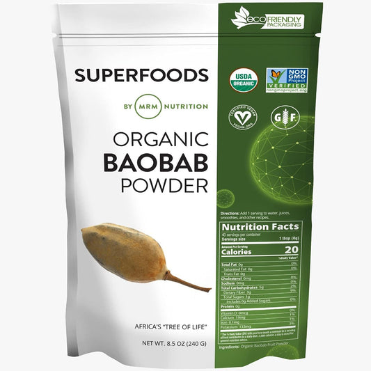 MRM Nutrition Baobab Powder: Organic Superfood for Digestive Health & Antioxidant Support - 40 Servings - BoostGo Australia