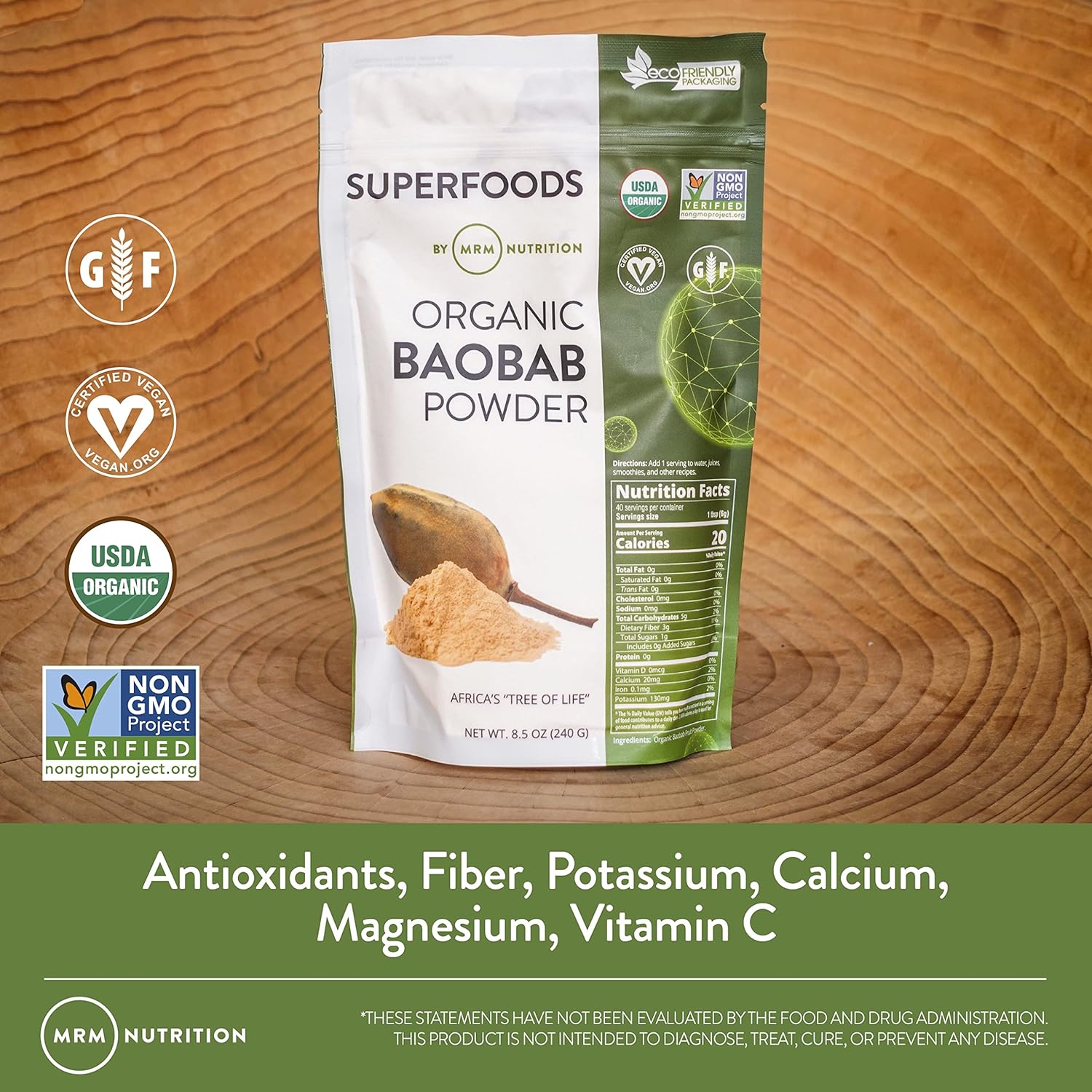 MRM Nutrition Baobab Powder: Organic Superfood for Digestive Health & Antioxidant Support - 40 Servings - BoostGo Australia