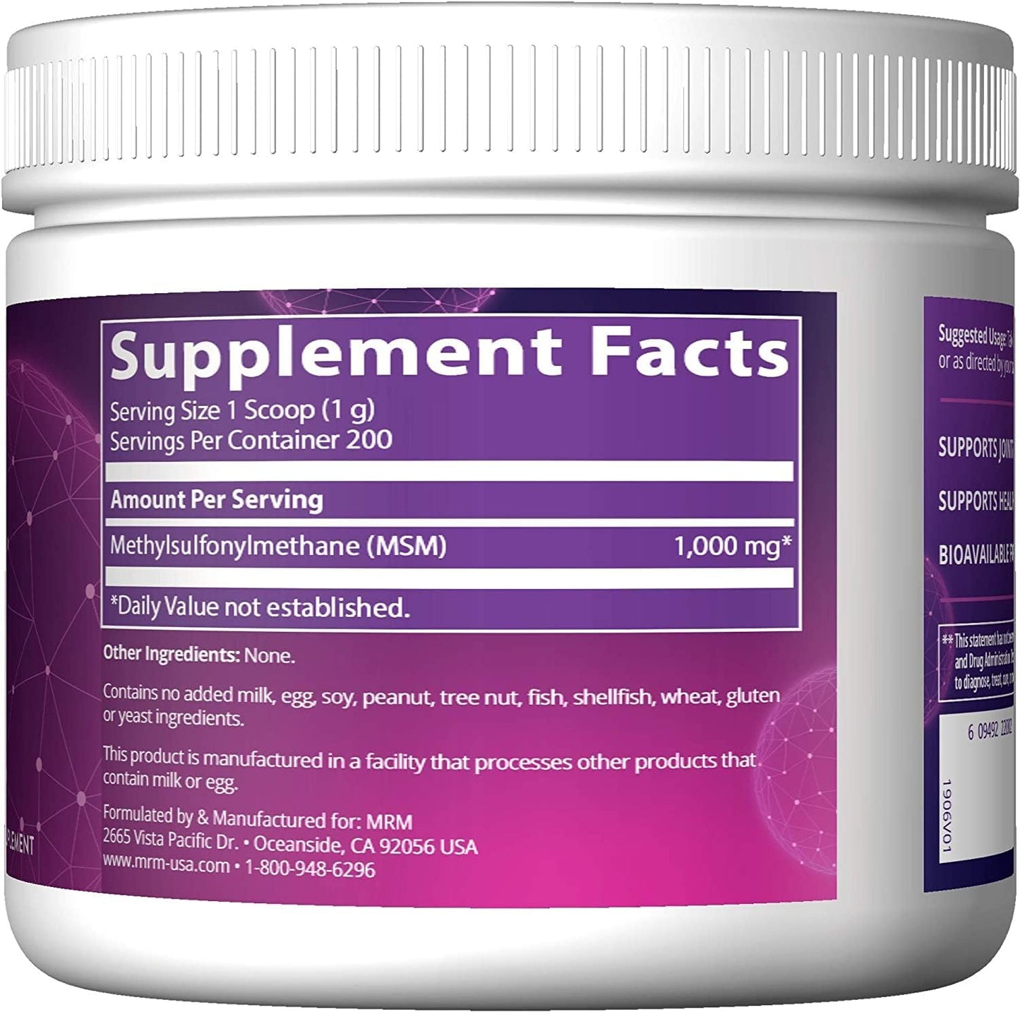 MRM Nutrition MSM Crystals Powder | Joint Health Support | Hair, Skin, Nails | Bioavailable Sulfur | Gluten-Free Vegan Supplement | 200 Servings - BoostGo Australia