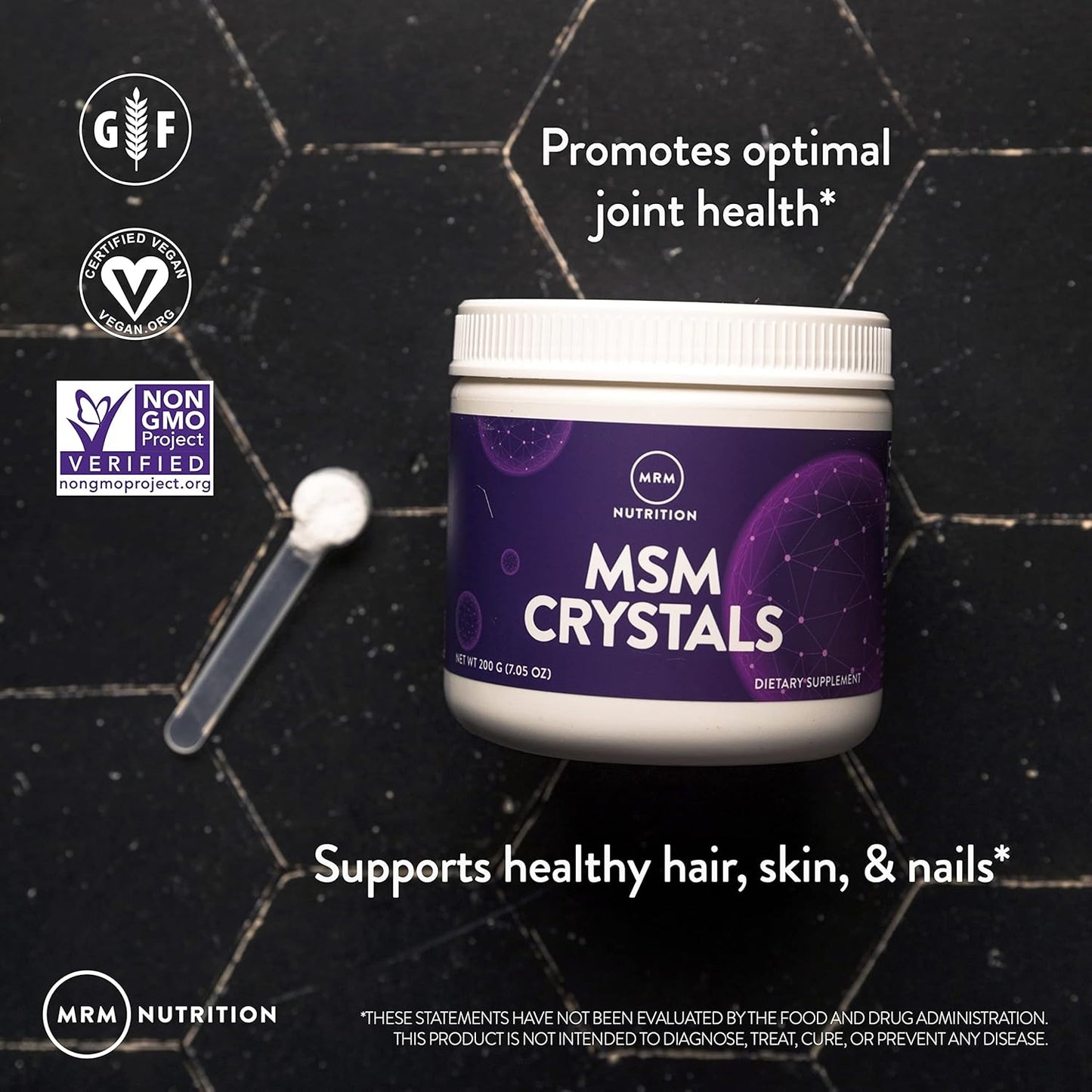 MRM Nutrition MSM Crystals Powder | Joint Health Support | Hair, Skin, Nails | Bioavailable Sulfur | Gluten-Free Vegan Supplement | 200 Servings - BoostGo Australia