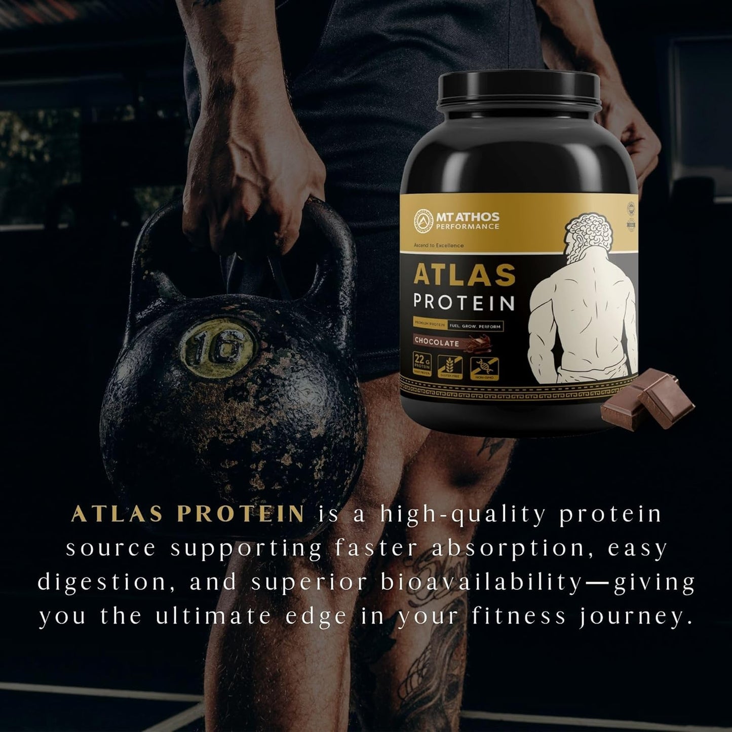 Mt. Athos Chocolate Goat Milk Protein Powder with Casein - 22g Protein per Serving - 28 Servings