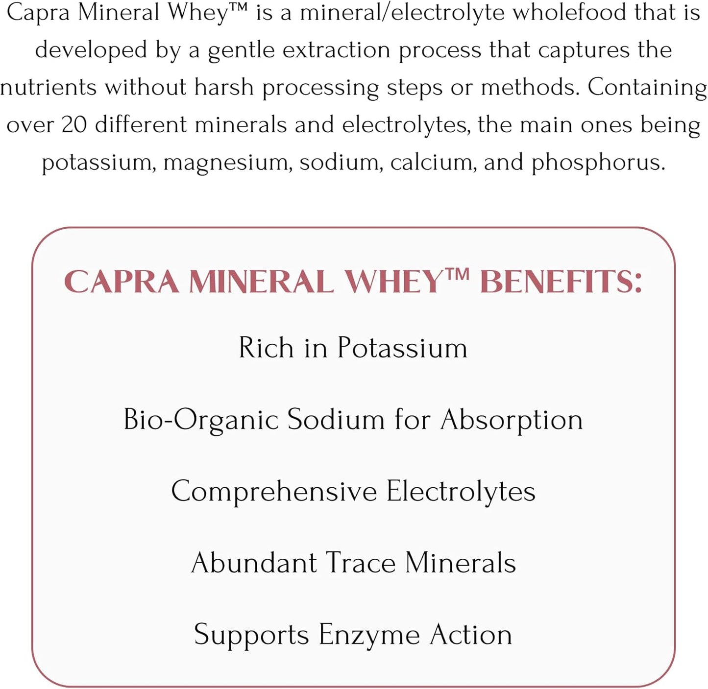 Mt. Capra Mineral Whey Powder Supplement - Rich in Potassium, Alkalizing, Bio-Available, from Goat Milk Whey - 25.4 oz, 28 Servings