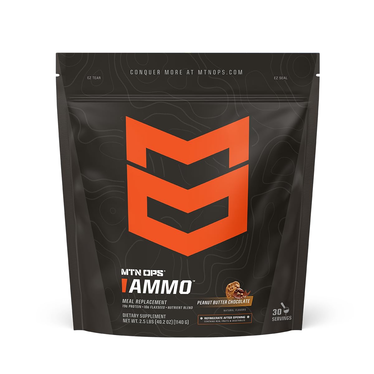MTN OPS Ammo Lean Muscle Building Protein Powder Shake, 28 Servings - Peanut Butter Chocolate Flavor