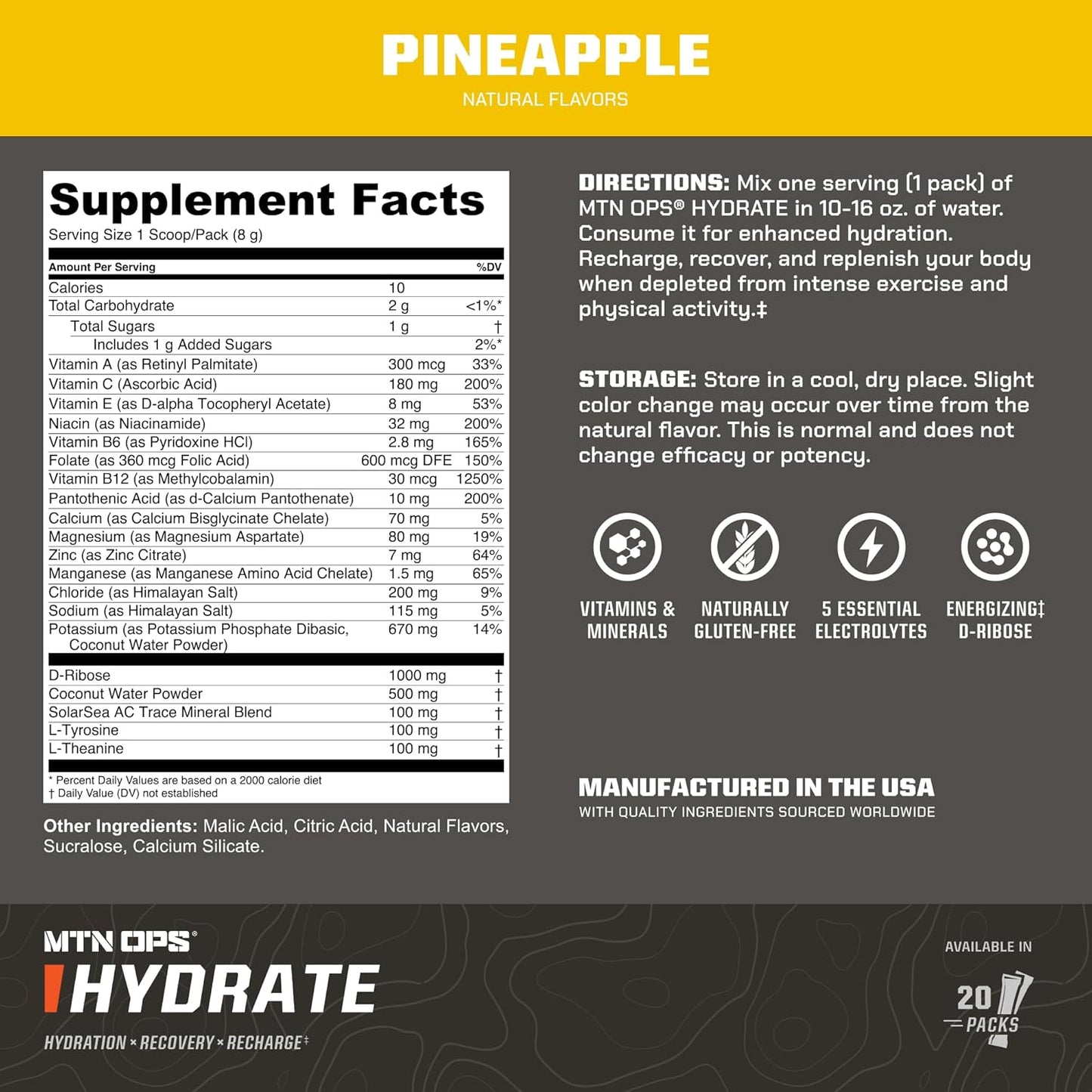 MTN OPS BCAA and Hydrate Pineapple Combo Pack - Pineapple Flavor